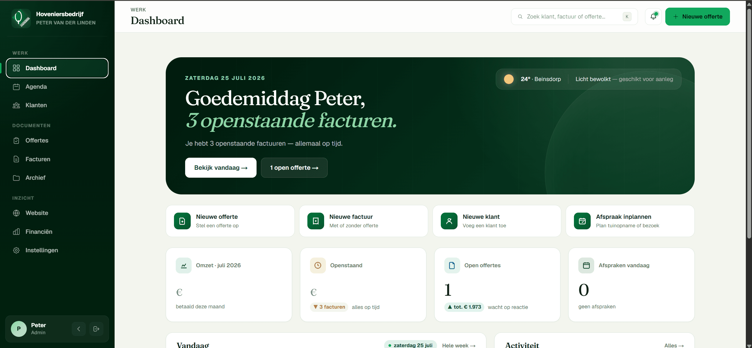 Screenshot 4 van 13 van het project voor Hoveniersbedrijf Peter van der Linden